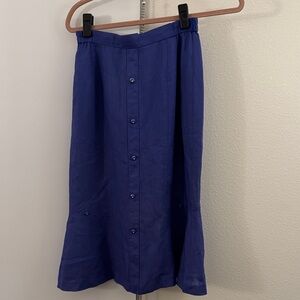 Chic Blue Button-Front Midi Skirt